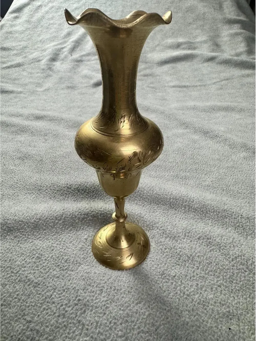 vintage etched brass bud vase floral engraving small‎ decor 8in